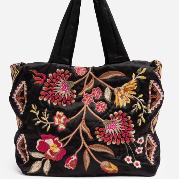 New Johnny Was Lilith Quilted Satin Tote - Picture 14 of 14